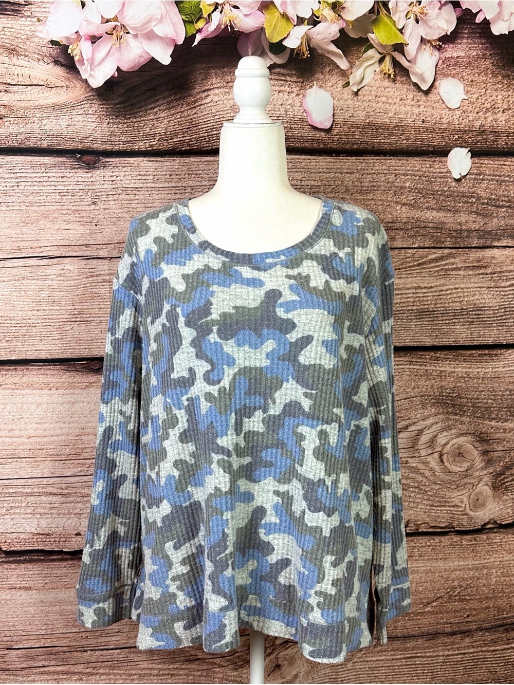 Secret Treasures Women’s Cotton Camo Printer Pullover Sweater Plus 2X